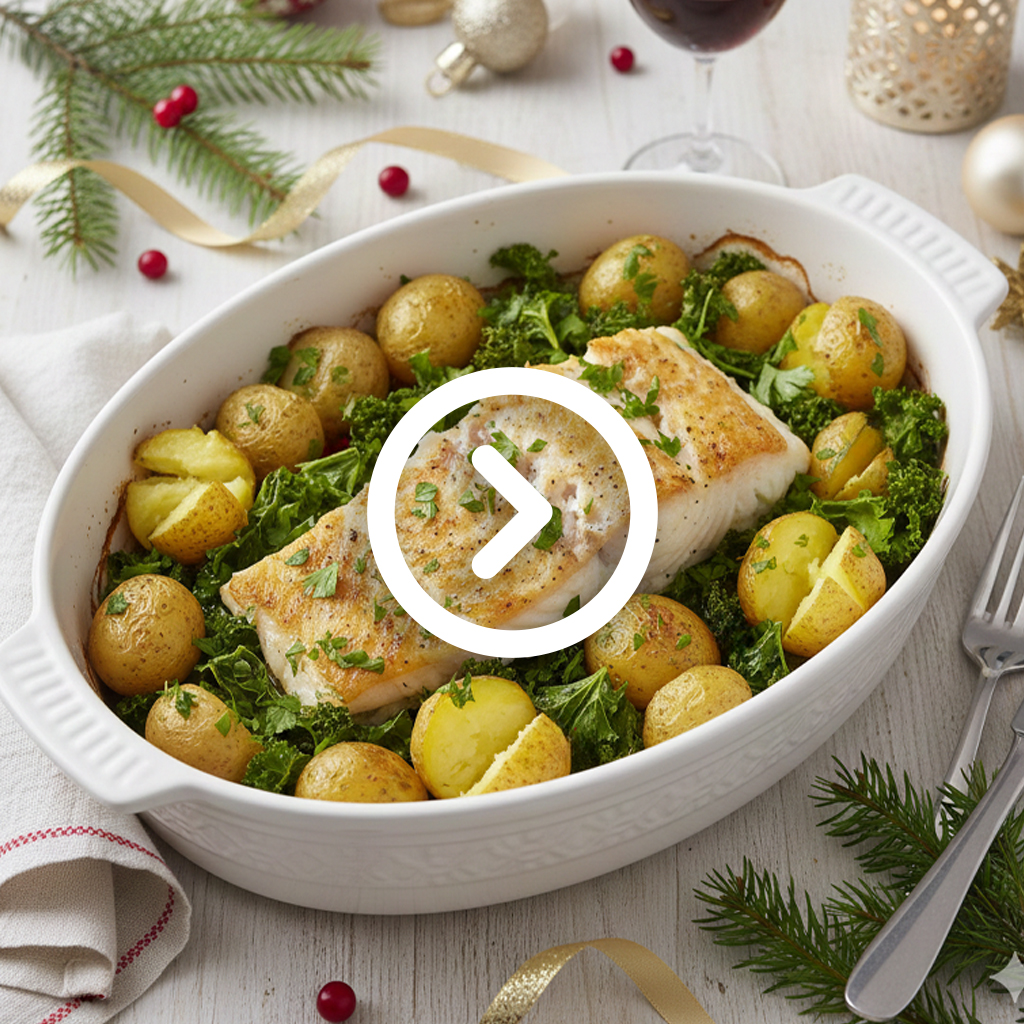 Bacalhau no forno com Batatas Vitacress, Couve e Salsa